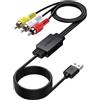 AUTOUTLET Scheda Acquisizione Video USB 2.0 RCA Maschio a USB 1080P 30Hz | Convertitore VHS Digitale,Video Grabber per RCA a USB,Cavo Integrato 130 cm,per Lettore DVD/VCR/VHS