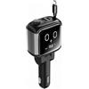 Wixzor 65W 3-IN-1 Caricatore Auto USB C, Ricarica Rapido Caricabatterie | Adattatore Accendisigari con LED-Emoji-Indicatore, Retrattile PD 3.0, USB-C/USB-A, Spina 12V/24V per iPhone/Samsung/Android