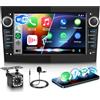 VECHTEL Autoradio da 7 per Opel Corsa C/D Zafira B Astra H Meriva Vivaro Signum Combo,touchscreen IPS con CarPlay wireless,Android Auto,MirrorLink,GPS,Wi-Fi, Bluetooth,EQ,FM,RDS e telecamera