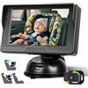 Hikity 720P Telecamera Bambini con Baby Monitor 4.3 Zoll IPS Display | Visione Notturna Telecamera Bambini 360° Rotabile Installazione Semplice Specchio per Auto Limousine Veicoli Furgoni e SUV