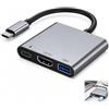 Ihteyuo Adattatore da USB C a HDMI, Adattatore Multiporta USB C 4K 3 in 1 Hub Multiporta con PD 100W e USB 3.0, Convertitore da tipo C a HDMI per MacBook Pro Air iPad Pro Air Surface HP Dell XPS
