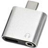 GMBYLBY Adattatore di ricarica USB C con 3,5 mm in alluminio PD veloce per lettori musicali tablet doppia porta USB C suono e adattatore