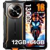 DOOGEENEXT Fire 5 Android 16 Smartphone Robusto 2026,13000mAh (Arancione) | 6.6'' HD+ 90Hz, 12GB+64GB/2TB Rugged Smartphone, 13MP AI Fotocamera, 4G Telefono Indistruttibile, IP68/NFC/OTG/FM/3 Slots