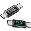 NFHK Adattatore Trasparente Tipo-C Smart LED Display USB-C Maschio a Maschio Adattatore di Estensione USB4.0 40Gbps 140W Rilevatore Tester di Monitoraggio della Tensione Corrente
