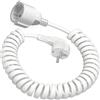 DONTYEA Cavo di prolunga a spirale da 5 m con contatto di protezione (0,9-5 m estensibile), 230 V/16 A, IP20, con spina Schuko e presa, cavo in rame 3 x 1,0 mm², per interni/esterni (bianco)