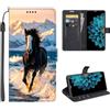 SEHEYA Custodia per Realme C33 4G 2022 Cover a Libro, Cavallo Nero | Custodie Portafoglio Flip Caso in Pelle PU con Motivo Carino Portacarte Interne Fibbia Magnetica Protezione Case
