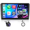 VECHTEL 4G 64G Android 15 Autoradio per Audi A3 S4 RS4 8E B6 B7 2008-2012,Q-Snapdragon,8-Core,Carplay Android Auto Bluetooth Wifi GPS RDS/FM DSP,9 pollici radio 2 din con telecamera posteriore AHD