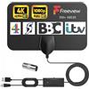 NOWEISU Antenna TV Interna Amplificata Potente, Antenna TV Portatile HDTV 4K 1080P | Antenna TV da Interno per DVB-T/T2, ISDB-T, DMB-T/H, ATSC, DAB/FM, Ultra Slim