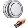 RAMGLYO Anello di Supporto Magnetico per Telefono, 2 Pezzi Argento Metallo Sottile, Compatibile con Ricarica Wireless, Anticaduta con Rotazione 360°, Presa Sicura per Navigazione Monomanuale