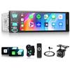 Hodozzy Autoradio 1 Din con Carplay Android Auto Wireless, con Touch Screen | AM FM RDS Bluetooth, Radio Schermo 1 Din 6,5 Pollici MP5 con Mirror Link, Type-C/USB/AUX SWC EQ, Telecamera di Retromarcia