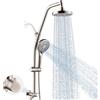 BRIGHT SHOWERS Soffioni doccia a pioggia combo con soffione doccia portatile ad alta pressione Colonna doccia in ottone - Altezza regolabile Slider nichel spazzolato