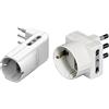 BTicino S3616DE Adattatore salvaspazio Corner-2 prese bipasso 10/16A e 1 presa tedesca tipo P30 & BTicino S3611D Adattatore Tris con Spina, 2P+T, 16A per 1 Presa Tedesca e 2 Prese Bipasso