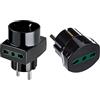 VIMAR RI.00325N Adattatore Multiplo SICURY 250 V, Spina combinata DE e FR, 2 Bpresa P17/11, 1 Presa 16A Standard IT P30 & RI.00301N Adattatore elettrico tedesco/francese con protezione SICURY