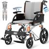 VOCIC U12 Sedia a Rotelle Pieghevole Ergonomica Regolabile | Carrozzina per disabili 13KG fino a 136KG,maniglie e braccioli regolabili,doppio freno,30CM ruote,alluminio stretta|Grigio