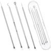 LEOUEANR 4 Kit per Rimozione di Punti Neri, Strumenti in Acciaio Inox | Set di 4 Strumenti, Acciaio Inossidabile, Con Custodia, Doppia Estremità, Cura della Pelle