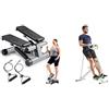 Sunny Health & Fitness Mini Stepper Machine, with Resistance Bands and LCD Monitor + Row-N-Ride Squat Assist Trainer for Glutes & Full Body Cardio Workout