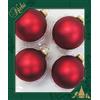 Dekohelden24 Lauschaer - Set di 4 palline per albero di Natale, colore rosso, 8 cm, con corona dorata + 50 ganci rapidi in oro.