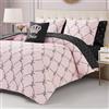 Juicy Couture Set trapunta con stampa logo Link, Queen size, set letto completo da 8 pezzi, rosa chiaro/nero