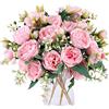 Floweroyal 4 mazzi di peonie artificiali, fiori rosa, peonie in seta, bouquet per matrimoni, feste, centrotavola, composizioni floreali, decorazione per la casa e la cucina.
