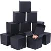 PH PandaHall 20 scatole regalo nere, 10 x 10 x 10 cm, pieghevoli, in carta kraft, quadrate, con coperchio, scatola di cartone per gioielli, per laurea, festa di nozze, confezione regalo