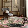 Arvella Rug Tappeto Rotondo per Soggiorno 70cm Morbido e Lavabile,Antiscivolo, Pelo Corto per Camera da Letto CucinaRosa Pastorale Retrò
