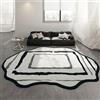 Generic Tappeto moderno astratto bianco e nero - Tappeto antiscivolo di forma irregolare per soggiorno, camera da letto e sala da pranzo, design antimacchia e lavabile, perfetto come decorazione per la casa