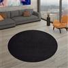 TT Home Tappeto Salotto Moderno, Camera da Letto, Pelo Corto, Lavabile, Monocolore Pastello, Facile da Pulire, Colore: Grigio Nero, Dimensione:120 cm tondo