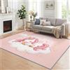 Generic Tappeto per soggiorno, 140 x 200 cm, stampa con unicorni, morbido, antiscivolo, lavabile, per camera da letto, camera dei bambini, decorazione per interni, colore: rosa