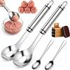 LLELEMAMO Forma Polpette in Acciaio Inox 304, Cucchiaio Porzionatore Manuale, Stampo Rapido per Carne, Pesce e Verdure, Utensile da Cucina (2Pcs)