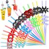 Behogan 16 cannucce Ninja decorative di compleanno in PVC, morbide cannucce a spirale in plastica per bambini, riutilizzabili, colorate per feste di compleanno, feste a tema ninja