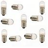 VerkoDriva Lampadina indicatore LED E10, CC 6-60 V 50 lm Bianco caldo 3000 K | Bianco caldo 3000K, CRI 80, 50 lm, impermeabile IP65, segnale torcia (confezione da 10)(White,60V)