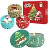 POPOYU 4PCS Set di Candele Profumate Natalizie,2.5oz Mini Candele Profumate Set Regalo Natale,Naturale Cera di Soia Candela Profumata per Festa Aromaterapia,Decora Natale Compleanno La Festa Nuziale