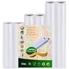 KitchenGynti Sottovuoto-rotoli per alimenti-conservazione goffrati-trasparente approvazione FDA e BPA Liberi - 2 Rotoli 15x300cm e 2 Rotoli 20x300cm e 2 Rotoli 28x300cm