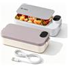 Autilyshop Contenitore per il pranzo elettrico riscaldato, interno in acciaio inox 304, con batteria da 7200 mAh, riscaldamento rapido, portatile, scalda-alimenti (rosa)