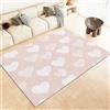 WHUOEUCO Tappeto Salotto Cuore Rosa Chiaro 80x150cm Lavabile in Lavatrice Tappeto Pelo Corto Moderno, Tappeti Antiscivolo per Soggiorno Camera Sala da Pranzo