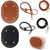 luopeidian Fondi Borse Uncinetto,Manici Borse Uncinetto,Manici Regolabili Accessori in Pelle PU con Fori e Ribattini per Fai da Te, Set Completo 2 Pezzi Marrone e Nero per Borse a Tracolla e Zaino