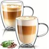 MITUMORMOR Set di 2 bicchieri da latte macchiato a doppia parete, 350 ml, con manico, in vetro borosilicato per latte macchiato, cappuccino, latte, tè freddo, birra