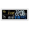 EXTRWORY Orologio digitale con stazione meteo con letture di umidità per interni ed esterni, grande schermo LCD, sensore wireless incluso, da appendere alla parete o supporto da tavolo, finitura bianca per