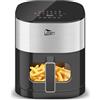 Uten Friggitrice ad Aria Doppia Resistenza 5,5 L Air Fryer Finestra 2000W | Schermo Colori, 14 Menu Preimpostati, Avvio Ritardato, Senza Girare Cibo, Griglia Anti‑Schizzo Superiore, Facile da Pulire