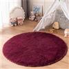 duduta Tappeto rotondo in morbido peluche bordeaux, 1,2 x 1,2 m, peloso, per cameretta dei bambini, dormitorio, camera da letto, lavabile in lavatrice, antiscivolo