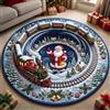 PEIHUODAN Tappeto Natalizio Rotondo 3D Treno, Babbo Natale e Paesaggio Invernale, Morbido Tappeto Decorativo Antiscivolo per Soggiorno Camera Bambini Festa di Natale (Color 5,120 cm)