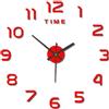 SiSinkal Orologio da parete 3D fai da te, grande, 50 cm, silenzioso, senza ticchettio, in acrilico, a specchio, adesivo per casa, soggiorno, ufficio, decorazione (rosso)