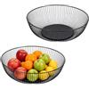DHNEIYGC Set da 2 Ciotole per Frutta in Metallo, Cestino Portafrutta Design Traforato 27,5 x 10 cm, Cesto Decorativo Moderno per Verdura, Pane, Snack, Bancone Cucina e Tavolo