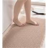 KTOPCOO Tappetino da bagno con struttura 3D, antiscivolo, tortora, 60 x 120 | Moderno tappeto da bagno bohémien: altamente assorbente, ad asciugatura rapida e lavabile, antiscivolo per una maggiore