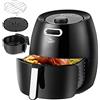 Uten Friggitrice ad Aria 6,5 L Air Fryer 1800W Tonda Con Manopole | Facile da Usare, con Griglia, Rivestimento Antiaderente, Cesti Acciaio Inox, Cottura Senza Olio, Lavabile Lavastoviglie