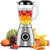 Uten Frullatore da Tavolo 2L, 5 Velocità, Funzione Impulso, 1800W | Frullatore Smoothie di Vetro Corpo in Acciaio Inox per Frappè, Macina i Chicchi di Caffè