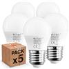 V-TAC 5 pezzi, Lampadine LED V-Tac E27, 5,5W (470 lumen equivalenti a 40W), Forma: MiniGlobo, Luce Bianco Caldo, Naturale o Freddo (Bianco Freddo)