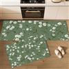 JEDTAKCT Set Di 2 Tappeti Da Cucina Elegante Floreale Primaverile 43X75+43X150Cm Tappeto Passatoia Lavabili Antiscivolo Con Fondo In Gomma Pianta Semplice Per Cucina Sala Da Pranzo Corridoio Verde Smeraldo
