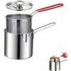 Generico Friggitrice multifunzione in acciaio inox 304 con cestello filtrante (A) | Mini friggitrice più profonda, resistente agli schizzi, per frittura profonda e per riscaldare latte