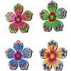 Generic Set di 4 decorazioni da parete in legno resistenti alla ruggine, ornamenti decorativi per casa, giardino, patio, recinzione, decorazione artistica da appendere per l'inaugurazione della casa